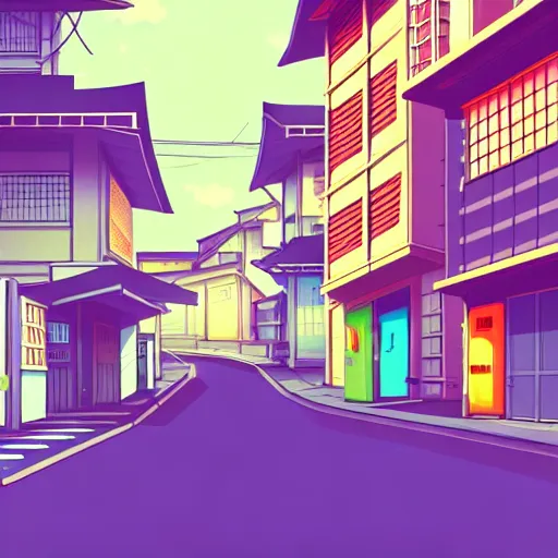 Prompt: anime tokyo residential quiet street scenery only wallpaper aesthetic, vintage retro colors, beautiful