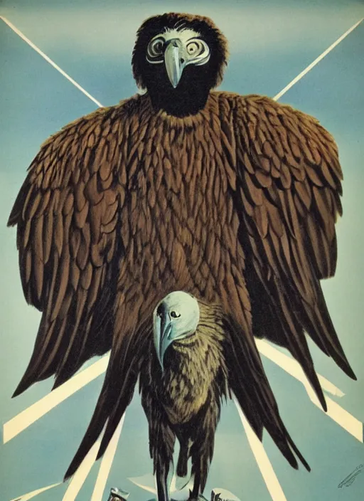 Prompt: vulture eye in 1940s propaganda poster, full hd,highly detailed