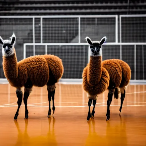 Image similar to a picture of llamas playing basketball, 4 k, photography, high resolution