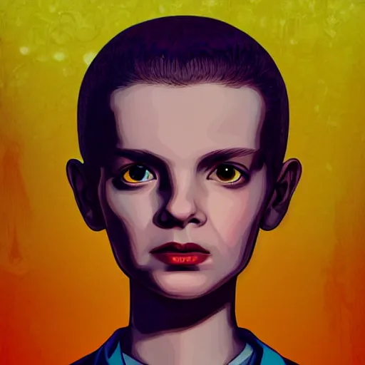 Prompt: portrait of beautiful eleven from stranger things by tara mcpherson