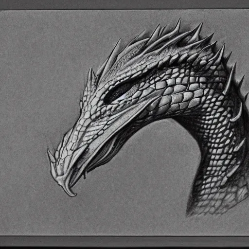 Image similar to pencil drawing of a realistic serpentine dragon