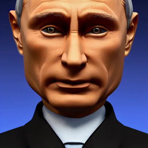 Prompt: Vladimir Putin amiibo, 8k, raytracing, cartoon, blender render, unreal 6