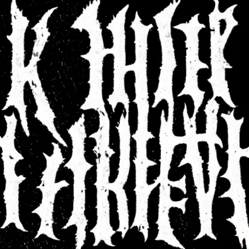 Image similar to black metal band logo, unreadable text, metal font, looks like a tree silhouette, horizontal