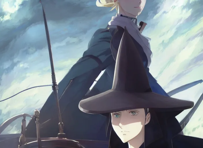 Image similar to portrait of lady maria, helm of second world war warship in background, illustration concept art anime key visual trending pixiv fanbox by wlop and greg rutkowski and makoto shinkai and studio ghibli and kyoto animation, symmetrical facial features, astral witch clothes, dieselpunk, realistic anatomy, gapmoe yandere grimdark, volumetric lighting, backlit