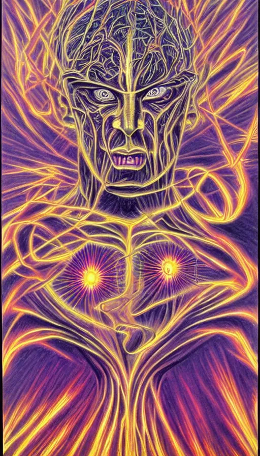 Image similar to rage, by alex grey,