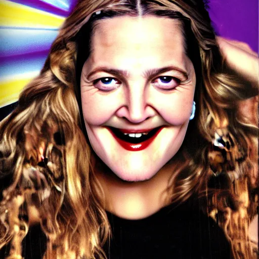 Image similar to drew barrymore face breaking out of smore!!!, bionic scifi by alexandre ferra,