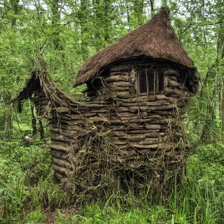 Image similar to a witches hut in a swamp