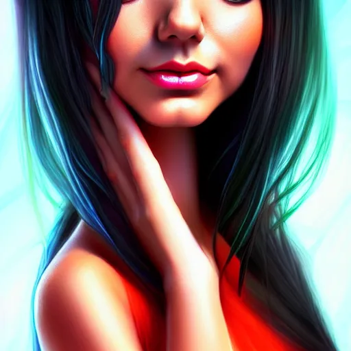 Image similar to half victoria justice half bell pepper creature, by artgerm, wlop. vastly enriched image quality. lucidly vivid. iridescentally detailed. extremely elegant and beautiful.