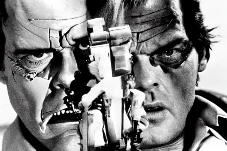 Image similar to Jack Nicholson plays Terminator, still from the film