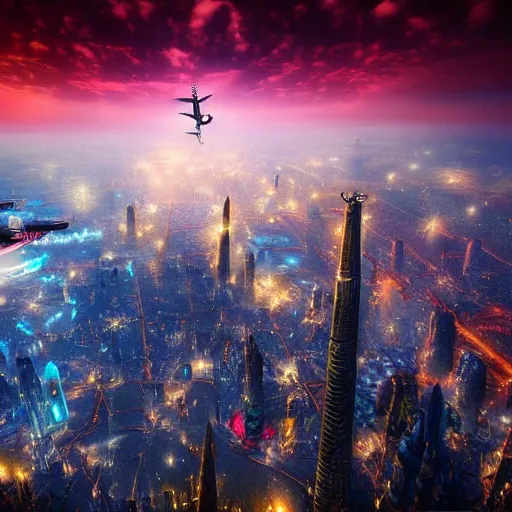 Image similar to flying city, fantasy, high quality, dramatic light, cinematic