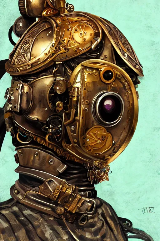 Image similar to steampunk helmet fantasy art mask robot ninja stylized digital illustration sharp focus, elegant intricate digital painting artstation concept art global illumination ray tracing advanced technology chaykin howard and campionpascale and cooke darwyn and davis jack