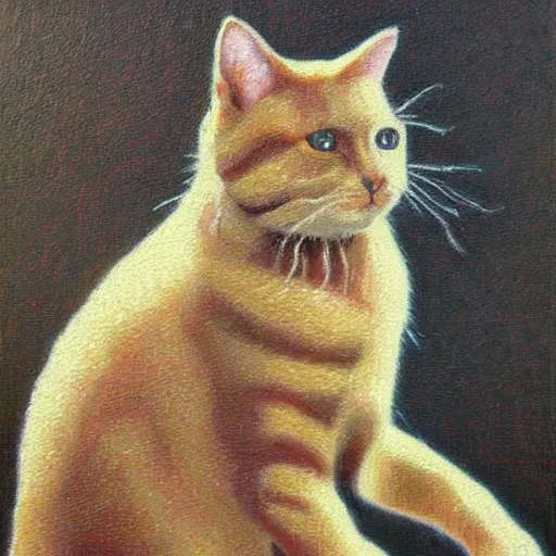 Image similar to a cat, oil painting, pointillism