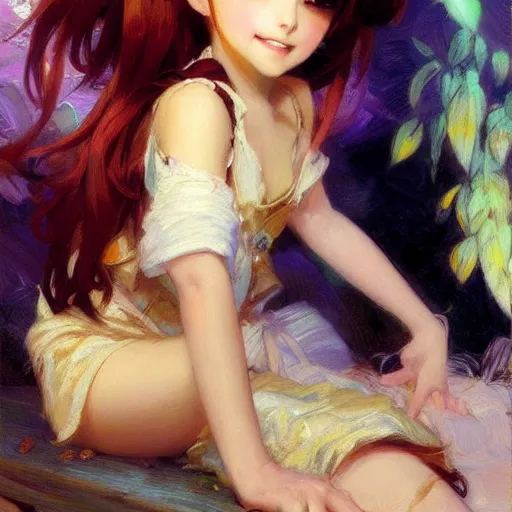 Image similar to cute anime girl portraits, chibi art, anime, painting by gaston bussiere, craig mullins, j. c. leyendecker