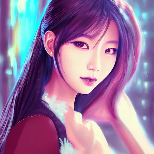 Prompt: portrait of a beautiful women, tzuyu. by pu hua, cyberpunk, pixiv contest winner. futuristic. detailed painting