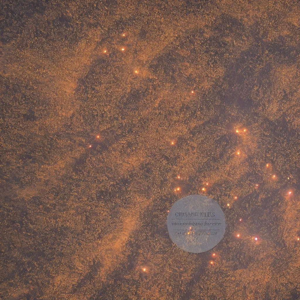 Prompt: stunning night aerial photograph of small dancefloor on the edge of the red australian desert, bonfire, accurate bodies, campsites, diverse costumes, 8 k, ultra clear detailed