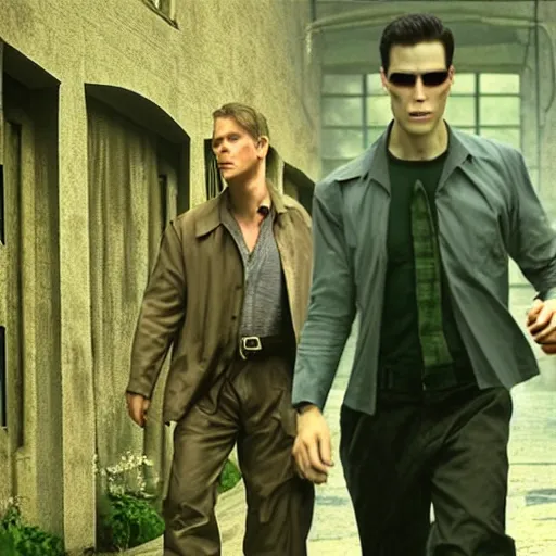 Image similar to Live Action Still of Jerma in The Matrix, real life, hyperrealistic, ultra realistic, realistic, highly detailed, epic, HD quality, 8k resolution, body and headshot, film still