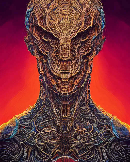 Image similar to portrait of a monster with six arms, full body, six arms, intricate abstract. intricate artwork. by Tooth Wu, wlop, beeple, dan mumford. mulholland drive by david lynch, dune by david lynch, octane render, trending on artstation, greg rutkowski very coherent symmetrical artwork. cinematic, hyper realism, high detail, octane render, 8k, iridescent accents