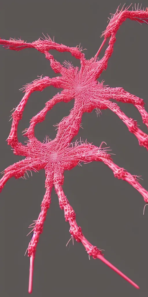 Image similar to a fractal spider flamingo with thousands of legs 4 k