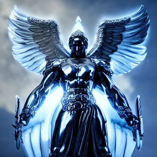 Image similar to archangel michael by tsuyoshi nagano, illustration, cinematic lighting, hyperdetailed, 8 k, symmetrical, frostbite 3 engine, cryengine, dof, trending on artstation, digital art, crepuscular ray