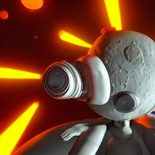 Prompt: moon man from the music video of the song saint pepsi - enjoy yourself!!, detailed, 8 k, hd, sharp focus, octane render, volumetric light