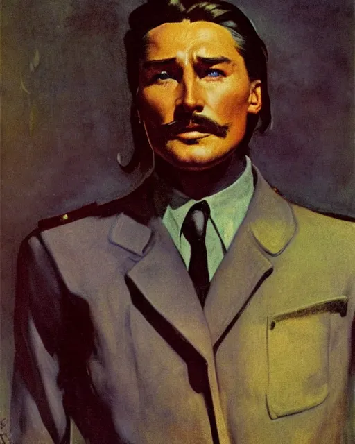 Image similar to Errol Flynn as a scientist. 1980s dystopian Soviet Russia, propaganda screens. Fantasy art by Greg Rutkowski, Gustave Courbet, Rosa Bonheur, Edward Hopper, Ilya Yefimovich Repin, Jean-François Millet, Andrew Newell Wyeth. Faithfully depicted facial expression, perfect anatomy, trending on ArtStation