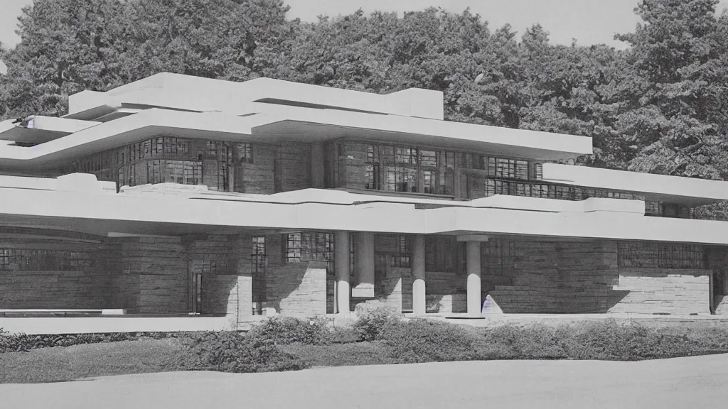 Prompt: frank Lloyd Wright new house, blueprint