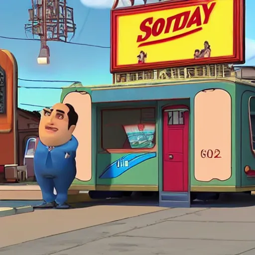 Prompt: Screenshot from Disney Pixar's Seinfeld (2022)