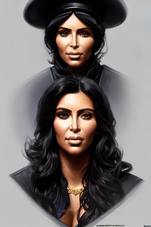 Prompt: Portrait of kim kardashian dressed as eazy e, big bust, ghetto, intricate, elegant, highly detailed, digital painting, artstation, concept art, smooth, sharp focus, illustration, art by artgerm and greg rutkowski and alphonse mucha