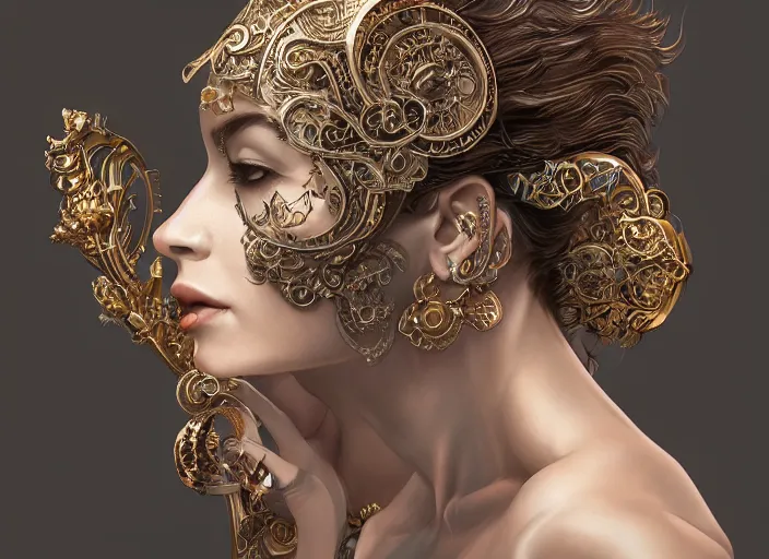 Image similar to masked, perfectly-centered-Portrait of the most beautiful woman on the planet , intricate, highly detailed, artstation, concept art, concept render, octane, redshift, smooth, sharp focus, illustration,award-winning, Unreal Engine 5, 8K, art by artgerm and greg rutkowski and alphonse mucha