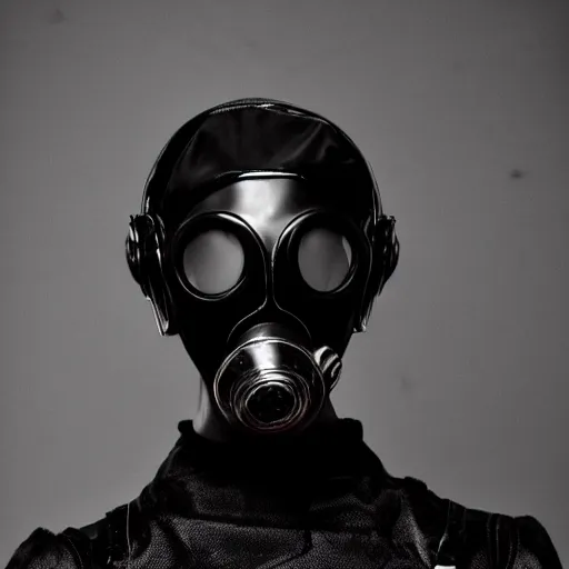 Prompt: fashion photography of an extraterrestrial model, wearing a black gas mask, wearing demobaza fashion, inside berghain, berlin fashion, harness, futuristic fashion, dark minimal outfit, photo 3 5 mm leica, hyperdetail, berghain, 8 k, very detailed, photo by nick knight