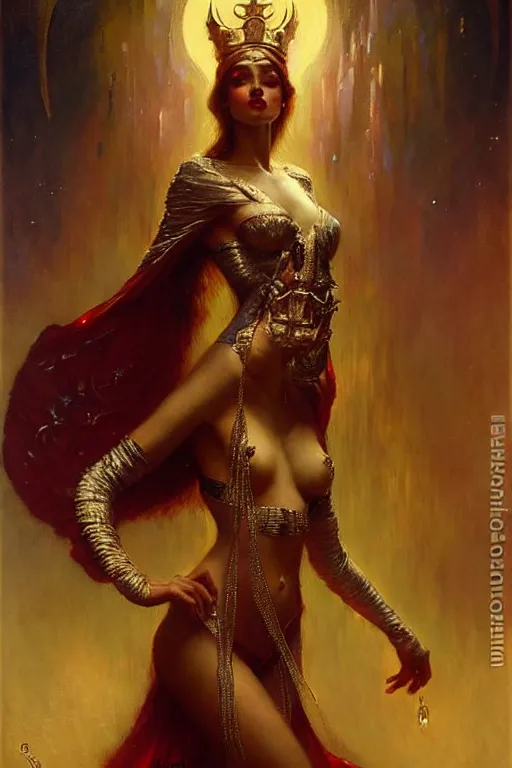 Image similar to queen of diamonds by gaston bussiere, bayard wu, greg rutkowski, giger, maxim verehin