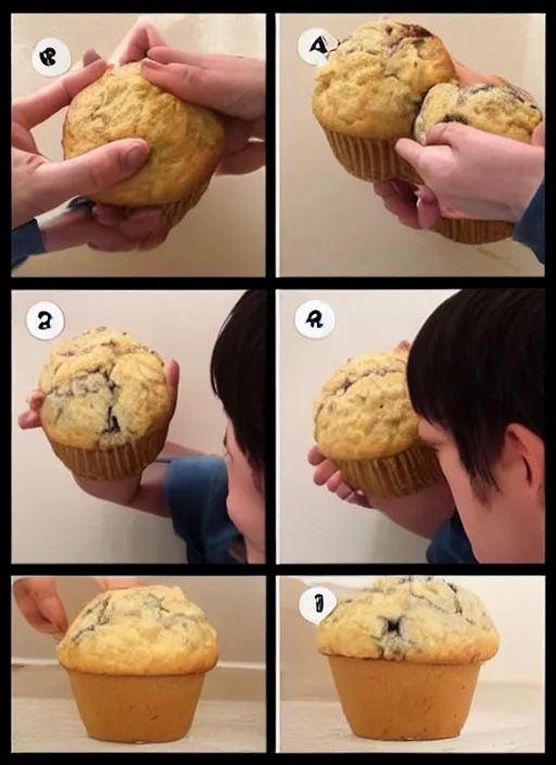 Image similar to Someone transforming into a muffin