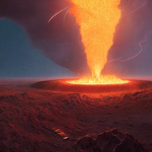 Image similar to Digital art of a meteorite containing an insect hive burning up in the atmosphere, Wayne Barlowe, Mike Winkelmann, Jessica Rossier 4k prehistoric geology space hubble