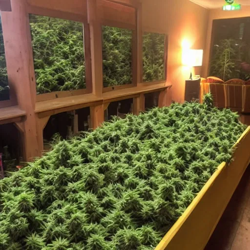 Image similar to a forest of cannabis is inside the living room