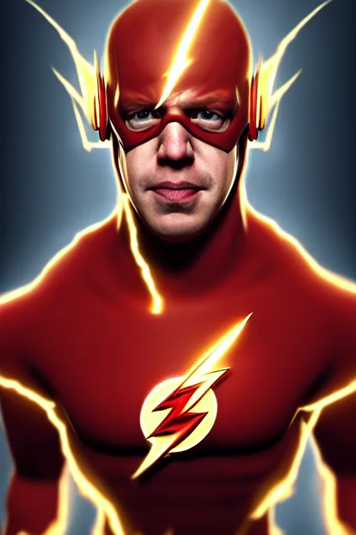 Image similar to Boris Johnson as Flash by Zack Snyder, realistic portrait, symmetrical, highly detailed, digital painting, artstation, concept art, smooth, sharp focus, illustration, cinematic lighting, art by artgerm and greg rutkowski and alphonse mucha