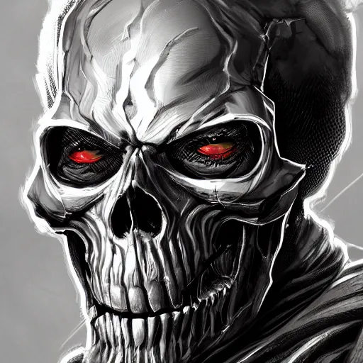 Image similar to a silver skull face african necromancer, Apex Legends character digital illustration portrait design, by android jones, detailed, cinematic lighting, wide angle action dynamic portrait