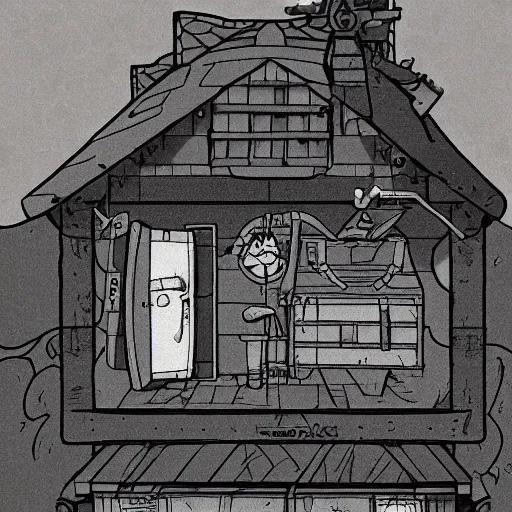 Image similar to the mystery shack in gravity falls by studio ghibli, trending on artstation,