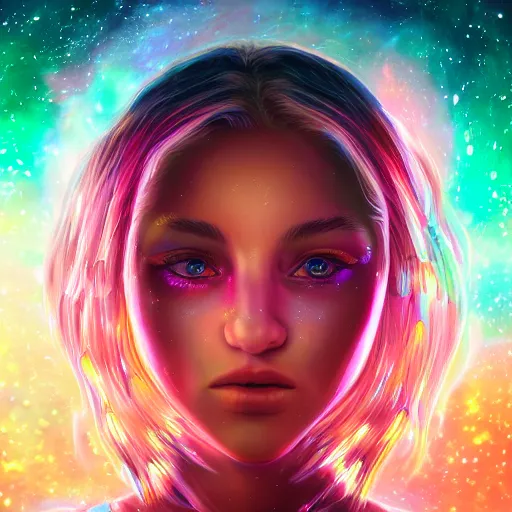 Prompt: highly detailed close up portrait of a celestial girl with a body made of cosmic energy, character art, studio lightning, bright colors, intricate, masterpiece, photorealistic, hiperrealistic, sharp focus, high contrast, artstation hq, deviantart trending, 4 k uhd, unreal engine 5 h 1 0 2 4