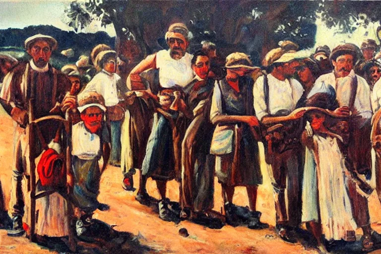 Prompt: a painting of immigrants in argentina, 1 9 2 3