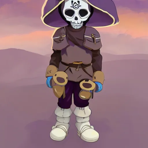 Image similar to cute little boy wearing an skull mask and dressed in an nun outfit in desert, purple color palette, artwork made in made in abyss art style, inspired in ddtank and hirohiko araki, ray tracing, soft details, anatomically correct