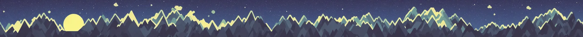 Image similar to mountains, night sky, pixel art, parallax effect