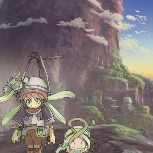 Image similar to made in abyss, fantasy art, fresh and bright illustration, animated film, by studio ghibli