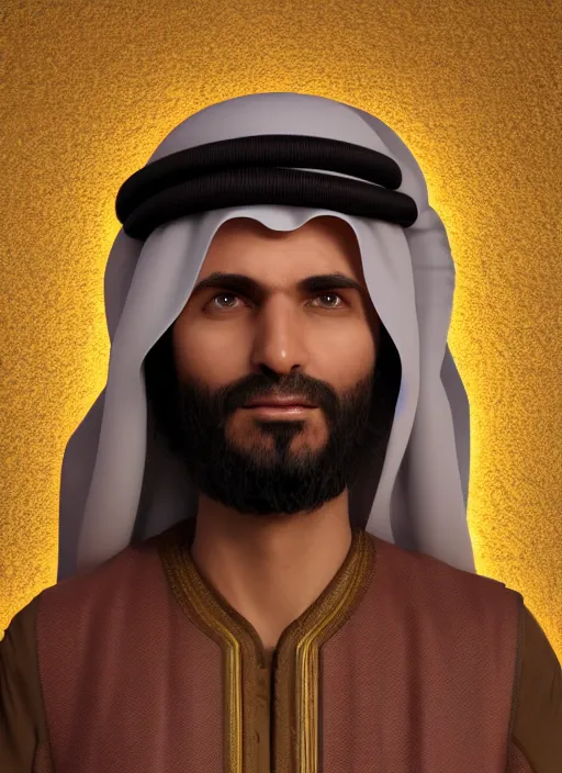 Image similar to portrait of sheikh mohammad ruler of dubai as goblin, trending in artstation, cinematic lighting, studio quality, smooth render, unreal engine 5 rendered, octane rendered, art style by klimt and nixeu and ian sprigger and wlop and krenz cushart.