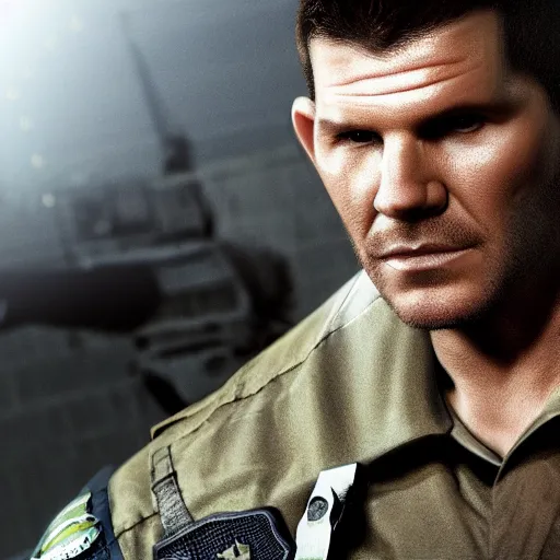 Image similar to David Boreanaz as chris redfield, 4k, high detail, high-resolution photograph