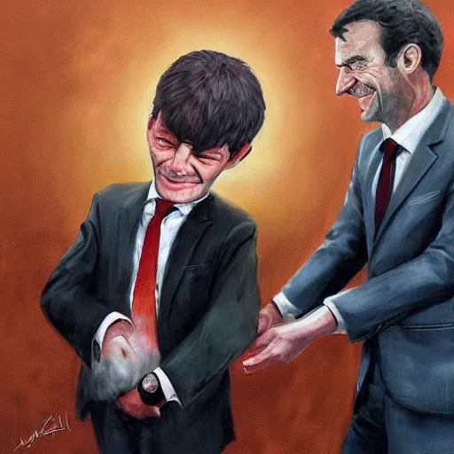 Image similar to jean luc melenchon is spanking emmanuel macron, by esao andrews