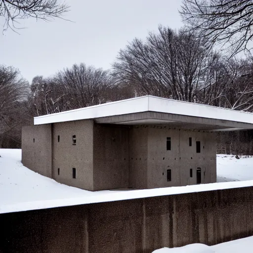 Image similar to brutalist modern house in winter