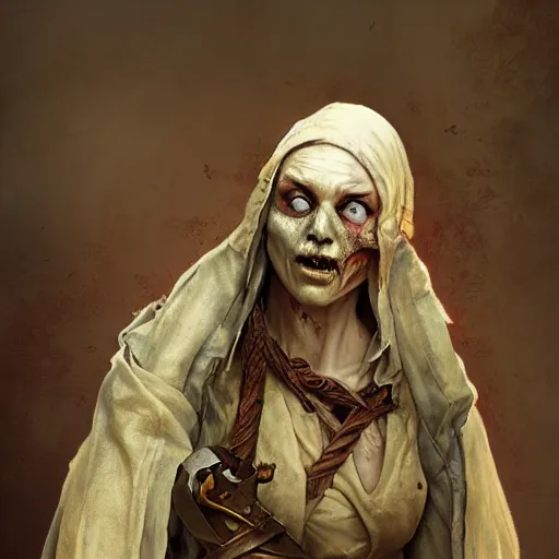 Image similar to medieval zombie peasant, D&D character, highly detailed, digital fantasy character, painted portrait, artstation, concept art, hard focus, illustration, art by artgerm and greg rutkowski and Alphonse Mucha and Craig Mullins, James Jean, Andrey Ryabovichev, Mark Simonetti and Peter Morbacher, 16k,