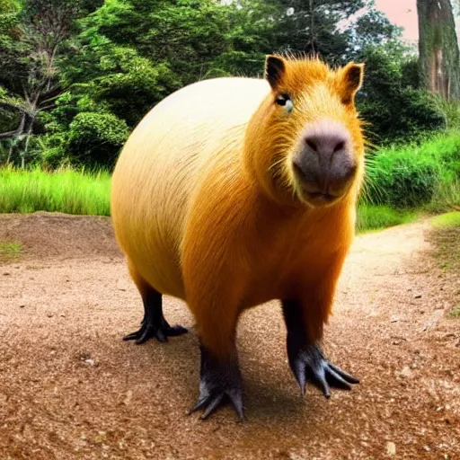 Image similar to an album cover featuring a capybara in the style of Daft Punk