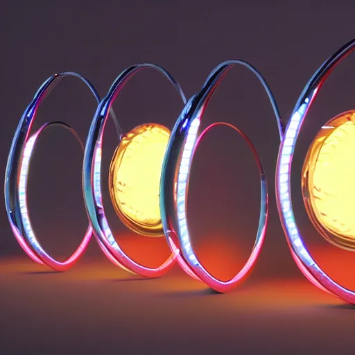 Image similar to chrome hoops lit by police lights, octane, houdini, hyper detailed, cgi