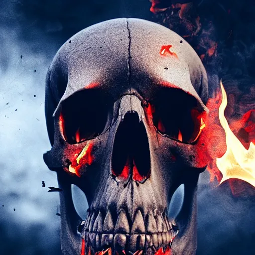 Image similar to a skull on fire, 3 d, highly detailed, digital art, artstation, concept art, trending